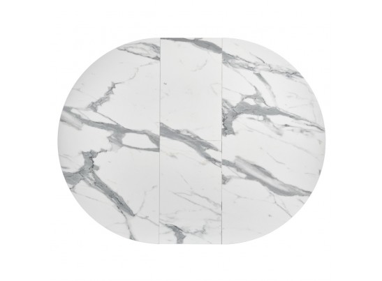 Стол Rudolf круглый раскладной 100-130x100x75см, белый мрамор, белый в Набережных Челнах