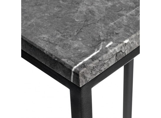 Придиванный столик Loft 50x30см, серый мрамор с чёрными ножками в Набережных Челнах