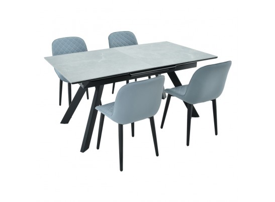 Стол Adam раскладной 140-190x90x75см, керамогранит серый мрамор, чёрный в Набережных Челнах