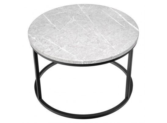 Набор кофейных столиков Tango светло-серый мрамор с чёрными ножками, 2шт в Набережных Челнах