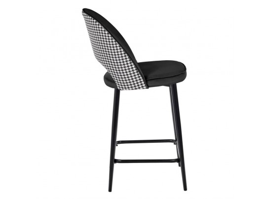 Стул полубарный Leo чёрный с жаккардом, с поворотным механизмом в Набережных Челнах