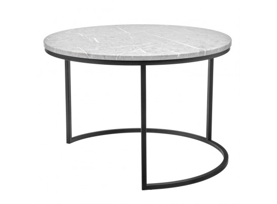 Набор кофейных столиков Tango светло-серый мрамор с чёрными ножками, 2шт в Набережных Челнах