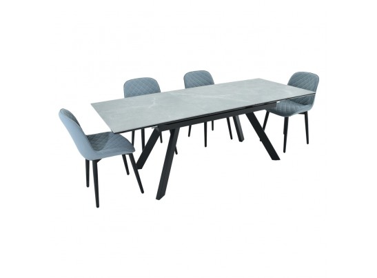 Стол Adam раскладной 140-190x90x75см, керамогранит серый мрамор, чёрный в Набережных Челнах