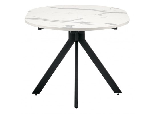 Стол Rudolf круглый раскладной 90-120x90x75см, белый мрамор, чёрный в Набережных Челнах