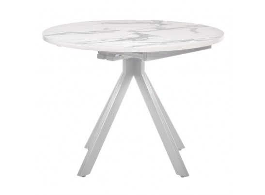 Стол Rudolf круглый раскладной 100-130x100x75см, белый мрамор, белый в Набережных Челнах