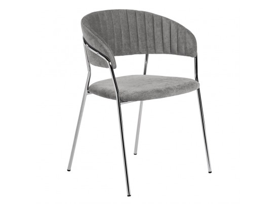 Комплект из 4-х стульев Turin серый вельвет с хромированными ножками в Набережных Челнах