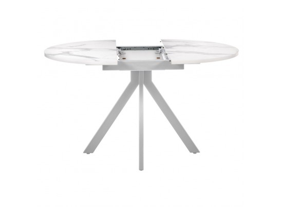 Стол Rudolf круглый раскладной 100-130x100x75см, белый мрамор, белый в Набережных Челнах