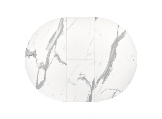 Стол Rudolf круглый раскладной 90-120x90x75см, белый мрамор, чёрный в Набережных Челнах