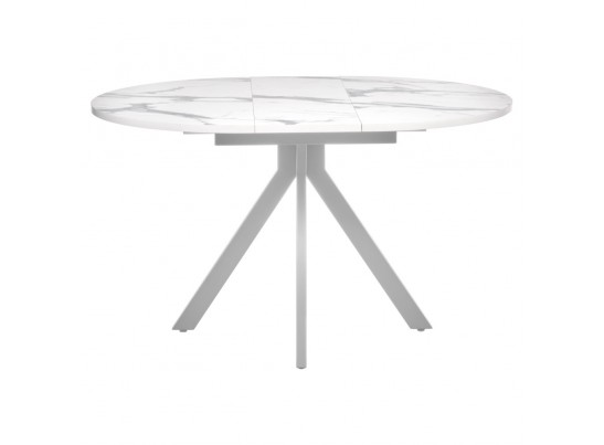 Стол Rudolf круглый раскладной 100-130x100x75см, белый мрамор, белый в Набережных Челнах