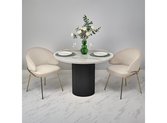 Стол Aura D110, керамогранит Calacatte gold мрамор, чёрный в Набережных Челнах