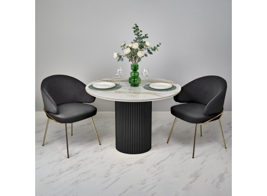 Стол Aura D110, керамогранит Calacatte gold мрамор, чёрный в Набережных Челнах