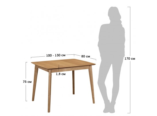Стол Oslo 100-130 x 80см, Дуб Навара структурное, чёрный в Набережных Челнах
