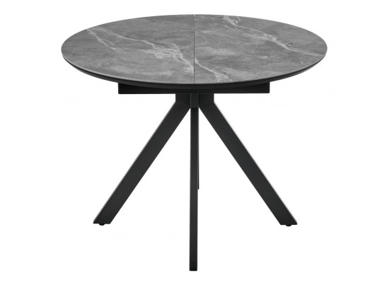 Стол Rudolf круглый раскладной 100-130x100x75см, серый керамогранит, черный в Набережных Челнах
