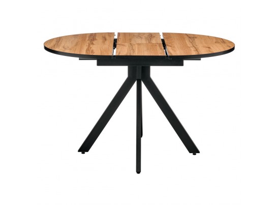 Стол Rudolf круглый раскладной 90-120x90x75см, Дуб Вотан, чёрный в Набережных Челнах