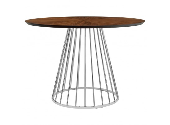 Стол Liverpool диам.110см, шпон орех лучевой набор, с хромированными ножками в Набережных Челнах