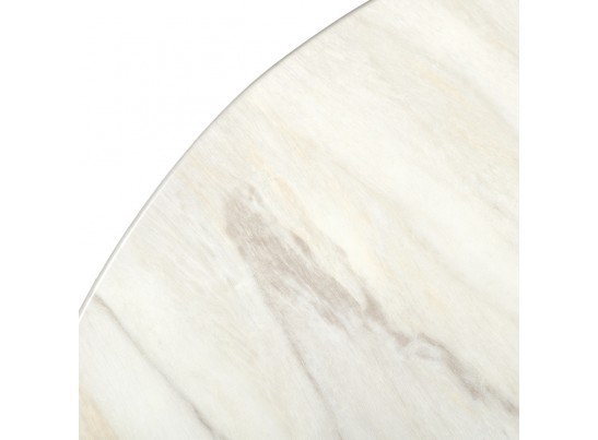 Стол Liverpool диам.100см, керамогранит белый мрамор с хромированными ножками в Набережных Челнах