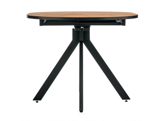 Стол Rudolf круглый раскладной 90-120x90x75см, Дуб Вотан, чёрный в Набережных Челнах