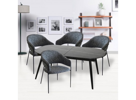 Стол Marble овальный раздвижной 160/200 х 90х 78см, чёрный мрамор в Набережных Челнах