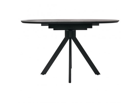 Стол Rudolf круглый раскладной 100-130x100x75см, серый керамогранит, черный в Набережных Челнах