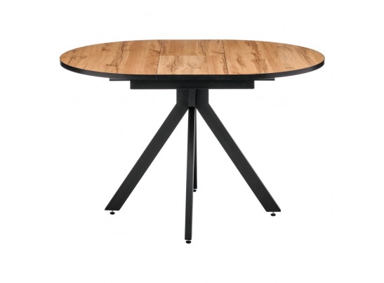 Стол Rudolf круглый раскладной 90-120x90x75см, Дуб Вотан, чёрный в Набережных Челнах