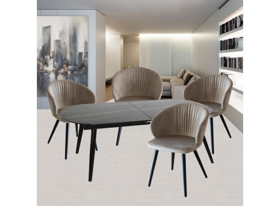 Стол Marble овальный раздвижной 160/200 х 90х 78см, чёрный мрамор в Набережных Челнах