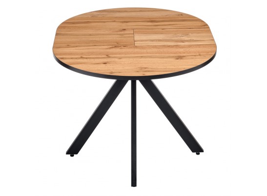 Стол Rudolf круглый раскладной 90-120x90x75см, Дуб Вотан, чёрный в Набережных Челнах