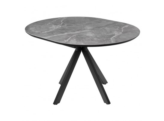 Стол Rudolf круглый раскладной 100-130x100x75см, серый керамогранит, черный в Набережных Челнах