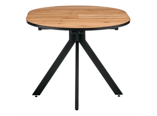 Стол Rudolf круглый раскладной 90-120x90x75см, Дуб Вотан, чёрный в Набережных Челнах