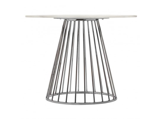 Стол Liverpool диам.100см, керамогранит белый мрамор с хромированными ножками в Набережных Челнах