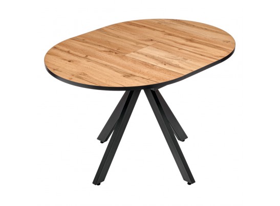 Стол Rudolf круглый раскладной 90-120x90x75см, Дуб Вотан, чёрный в Набережных Челнах