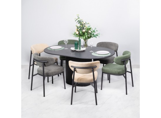 Стул Lucas 2 серый шенилл с чёрными ножками в Набережных Челнах