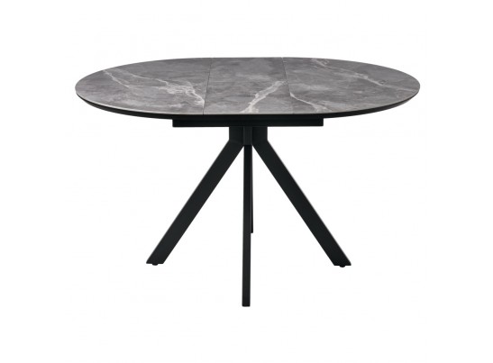 Стол Rudolf круглый раскладной 100-130x100x75см, серый керамогранит, черный в Набережных Челнах
