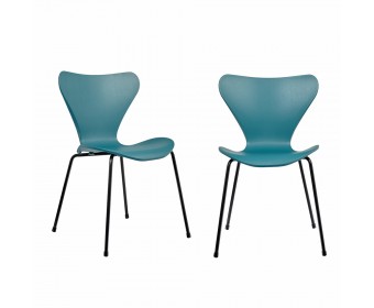 Комплект из 2-х стульев Seven Style голубой с чёрными ножками