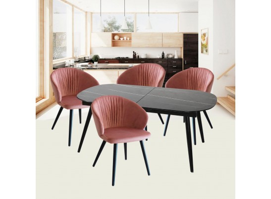 Стол Marble овальный раздвижной 160/200 х 90х 78см, чёрный мрамор в Набережных Челнах