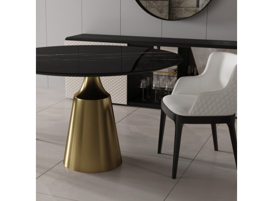 Стол Yoda диам.100см, керамогранит чёрный мрамор в Набережных Челнах