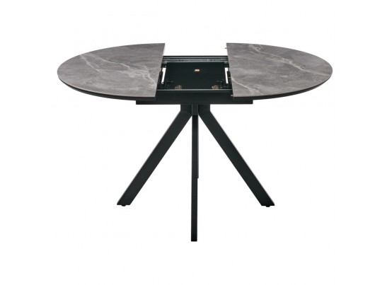 Стол Rudolf круглый раскладной 100-130x100x75см, серый керамогранит, черный в Набережных Челнах