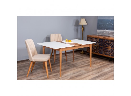 Стол Splash раскладной 125-155x85x75см, Белый, орех миланский, орех миланский в Набережных Челнах