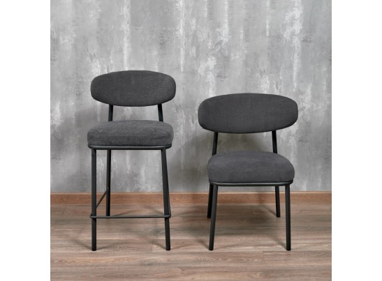 Стул Lucas 2 серый шенилл с чёрными ножками в Набережных Челнах