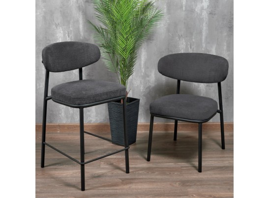 Стул Lucas 2 серый шенилл с чёрными ножками в Набережных Челнах