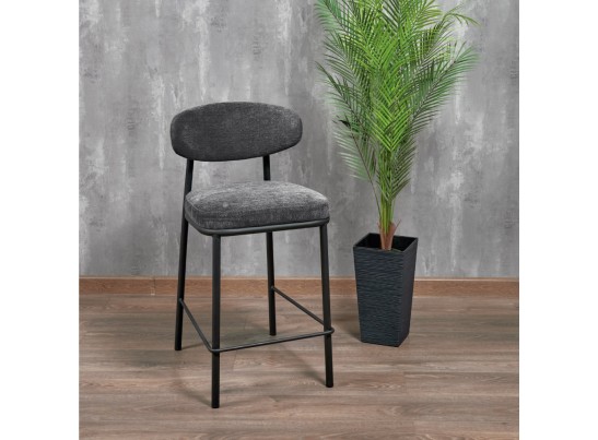 Стул полубарный Lucas 2 серый шенилл с чёрными ножками в Набережных Челнах