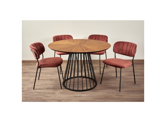 Стол Liverpool диам.110см, шпон орех лучевой набор, с чёрными ножками в Набережных Челнах