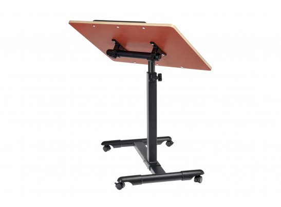 Стол многофункциональный на колёсах, 60x40 см, «РОЛЛИНГ»1 ножка, регул.высота, наклон столешницы, ограничит., мдф, металл, св.дерево, черный в Набережных Челнах