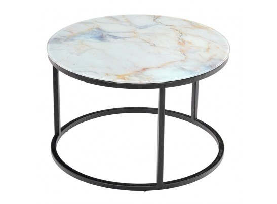 Набор кофейных столиков Tango бежевый мрамор с чёрными ножками, 2шт в Набережных Челнах