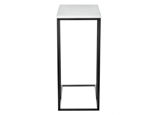 Придиванный столик Loft 50x30см, белый мрамор с черными ножками в Набережных Челнах