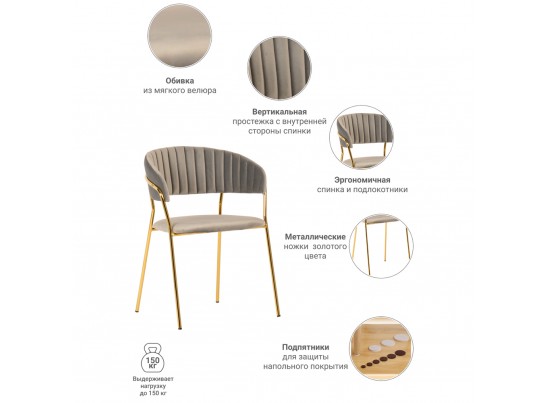 Комплект из 2-х стульев Turin латте с золотыми ножками в Набережных Челнах