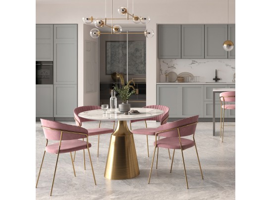 Комплект из 4-х стульев Turin пудровый с золотыми ножками в Набережных Челнах
