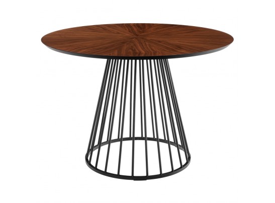 Стол Liverpool диам.110см, шпон орех лучевой набор, с чёрными ножками в Набережных Челнах