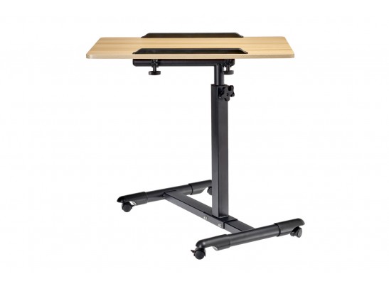 Стол многофункциональный на колёсах, 60x40 см, «РОЛЛИНГ»1 ножка, регул.высота, наклон столешницы, ограничит., мдф, металл, св.дерево, черный в Набережных Челнах