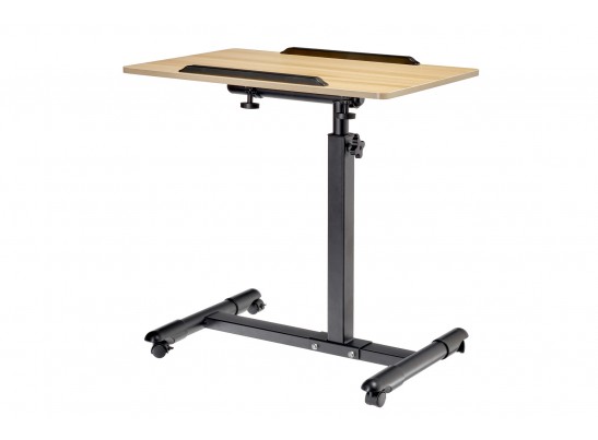 Стол многофункциональный на колёсах, 60x40 см, «РОЛЛИНГ»1 ножка, регул.высота, наклон столешницы, ограничит., мдф, металл, св.дерево, черный в Набережных Челнах