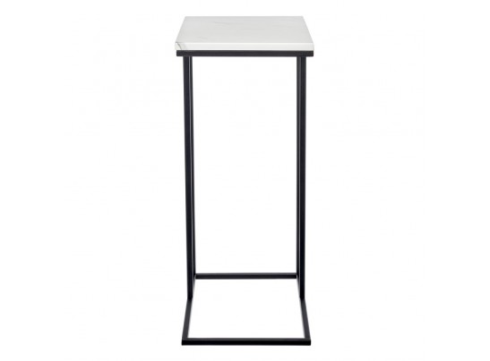 Придиванный столик Loft 50x30см, белый мрамор с черными ножками в Набережных Челнах